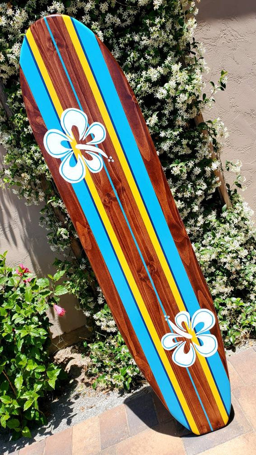 Classic SURFBOARD WALL ART Hawaiian Surf Beach Hibiscus Decor Longboard