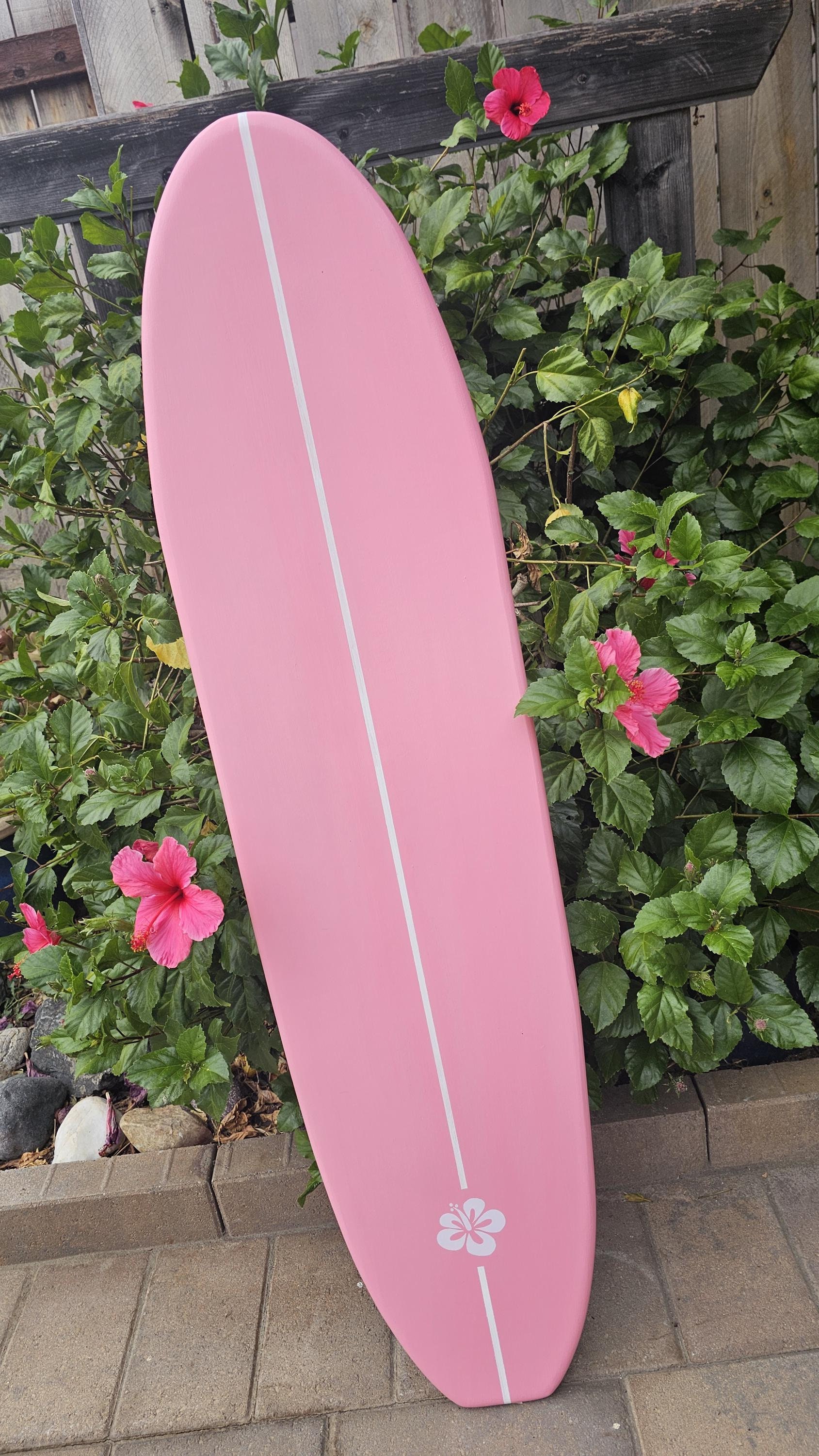 Pink Surfboard Wall Art | Hawaiian Hibiscus Beach Surf Decor - Etsy