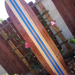 Blue Hibiscus Surf board Wall Decor Hawaiian Surfboard art Coastal Beach Tiki Room 5C
