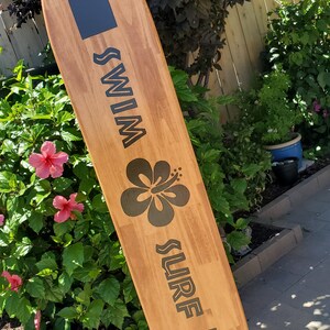 Surfboard Wall Art | Beach house decoration|  hibiscus decor | tiki bar board  6-88