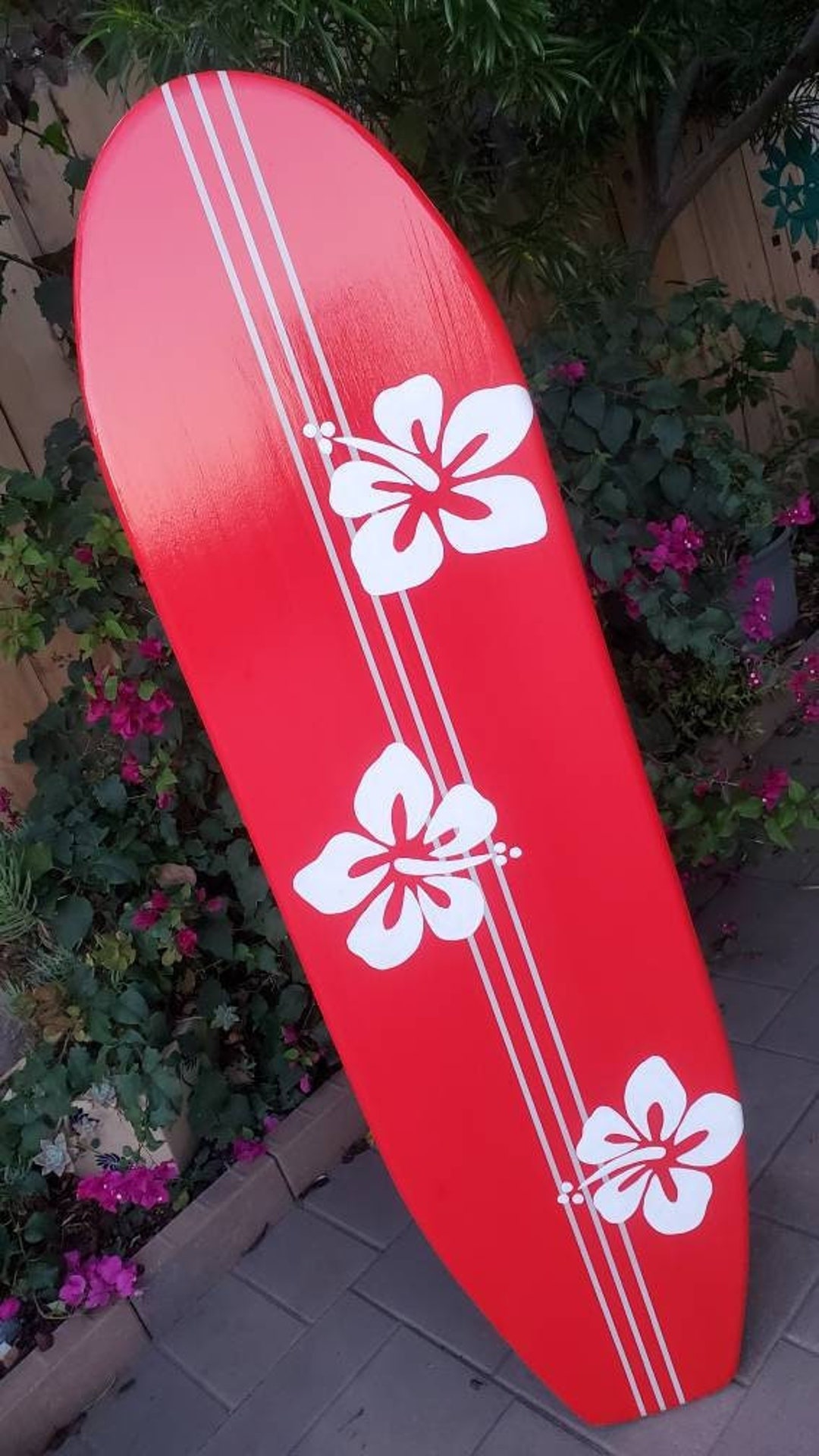SURFBOARD WALL ART Hawaiian Surf Beach Hibiscus Decor Longboard Etsy