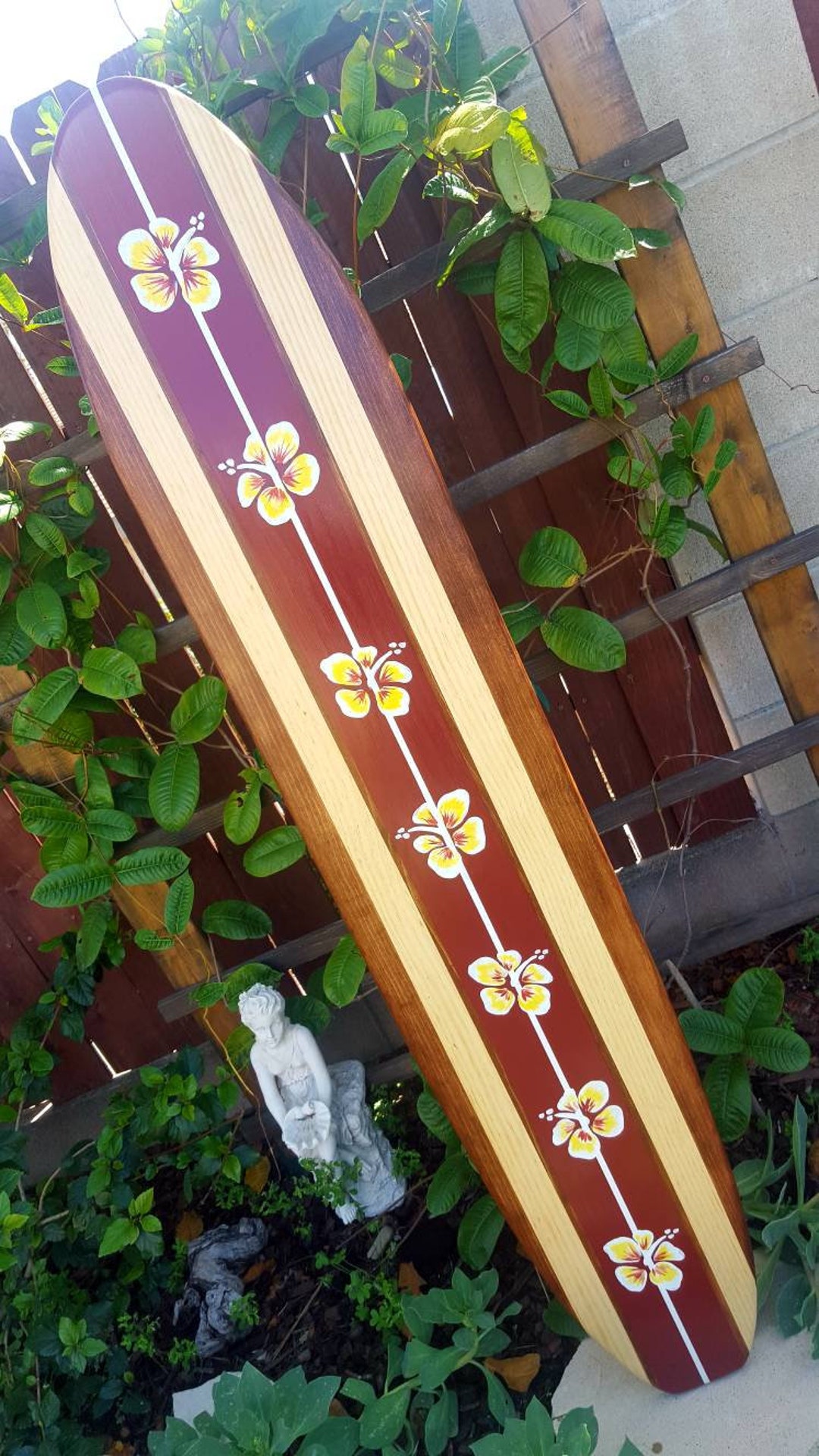 SURFBOARD WALL ART Hawaiian Surf Beach Decor Longboard Tiki Shark Pick