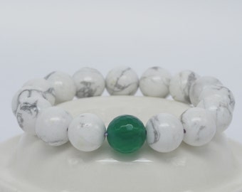 howlite turquoise and green agate bracelet