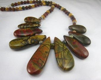 Picasso jasper gemstone necklace,mixed color necklace