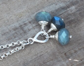 small blue labradorite pendant,labradorite jewelry,sterling silver chain