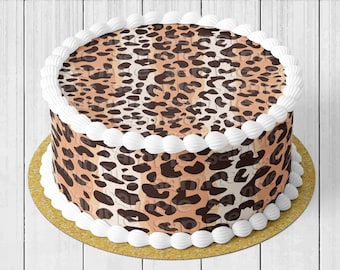 Blue heart leopard print animal edible Cake Topper Wafer or Icing Decoration