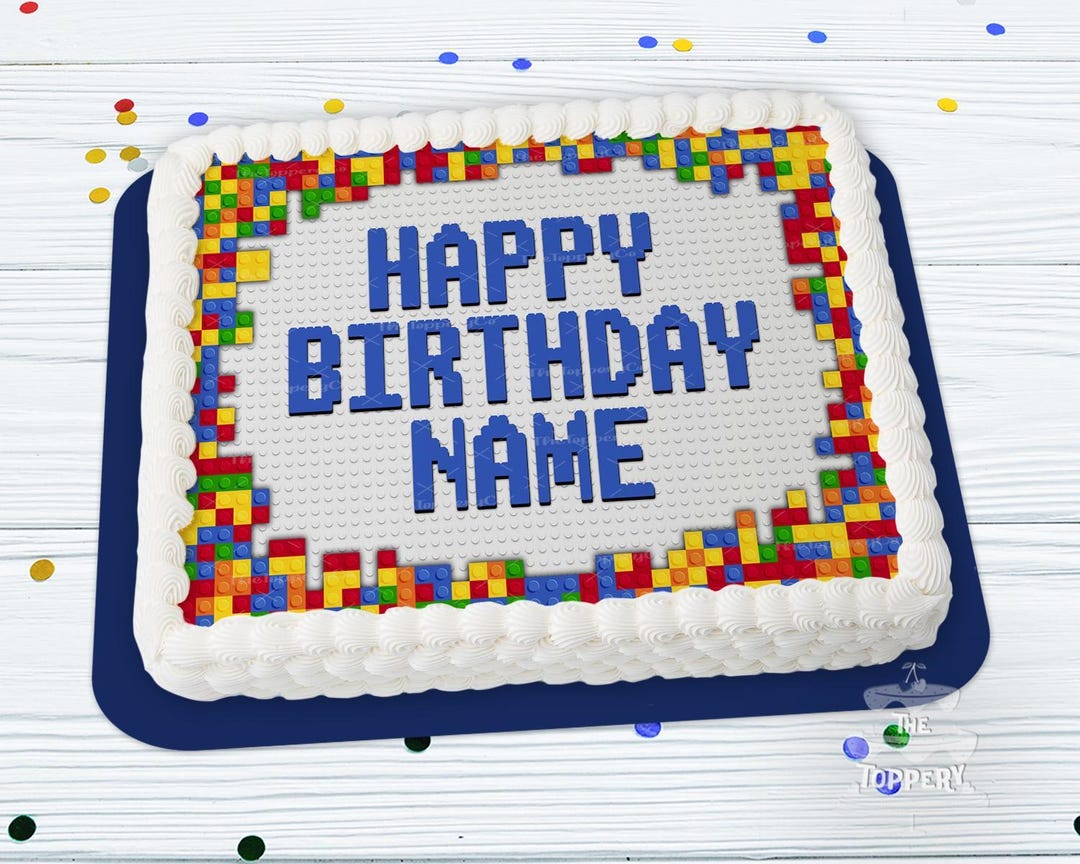 Building Blocks Edible Cake Topper – Personalized Birthday Icing Sheet ...