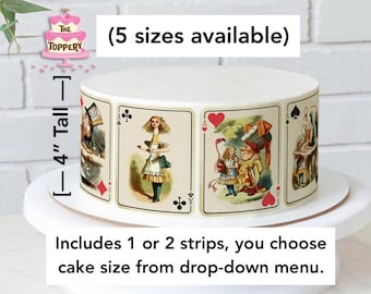 Vintage Alice Wonderland Edible Cake Wraps – 4" Tall Icing Decoration