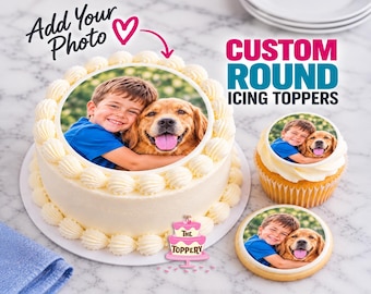Custom Edible Photo Cake Topper - Add Your Photo, Round Frosting Image