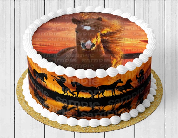 Personalised Cowboy Wild West Edible Icing Round Birthday Party Cake Topper Personalised Cowboy Wild West Edible Icing Round Birthday Party Cake Topper