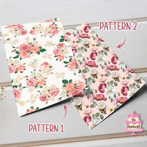 Floral Roses - 8&quot; x 10&quot; Pattern - Edible Icing Paper, Sheet Cake Image Wrap, Wedding, Birthday, Shower Decoration, Anniversary, Graduation