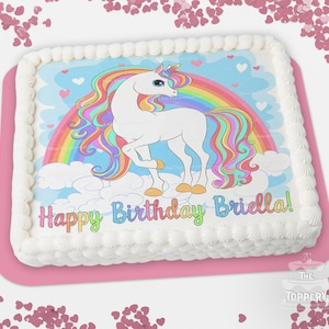 Unicorn Cake Topper - Edible Rectangle Icing Image Birthday Baby Wedding Party Frosting Sugar Decoration Party Favor