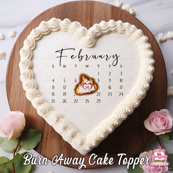 WAFER Burn-Away Cake Topper - Custom HEART Shape CALENDAR Edible, Round, Viral Cake, Proposal, Baby Announcement, Bridal Shower Party