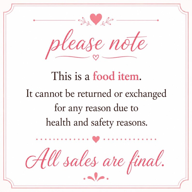 Please note this is a food item. It cannot be returned or exchanged for any reason due to health and safety reasons. All sales are final.