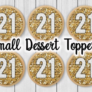 PRECUT Sparkle 50th Birthday Edible Toppers Mini Standard Cupcake Oreo Cookie Cake Pop Lollipop Birthday Icing Image Party Favors