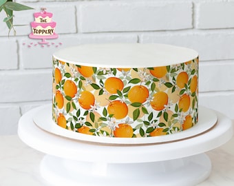 Oranges - Edible Round Cake Wraps Strips (4" Tall) - Icing Image Birthday Decoration Little Cutie Gender Reveal 1st Birthday Baby Shower