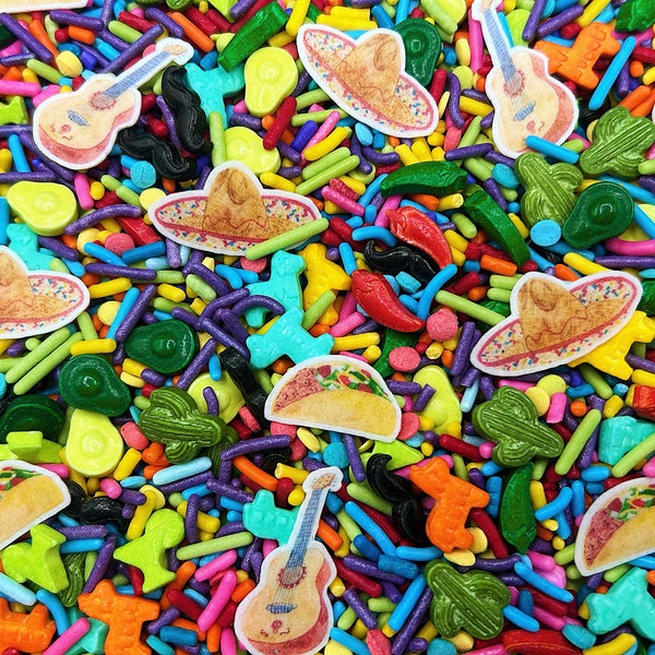 Cinco De Mayo - Edible Mexican Fiesta Candy Shapes Sprinkle Mix for Cakes, Cupcakes, Cookies, Wedding, Birthday, Party Favors, Decoration