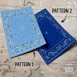 Blue Bandana - 8” x 10” Pattern - Edible Icing Image, Sugar Sheet Paper, Cake Wrap, Cookie, Cupcake, Western Decoration, Cowboy, Cowgirl