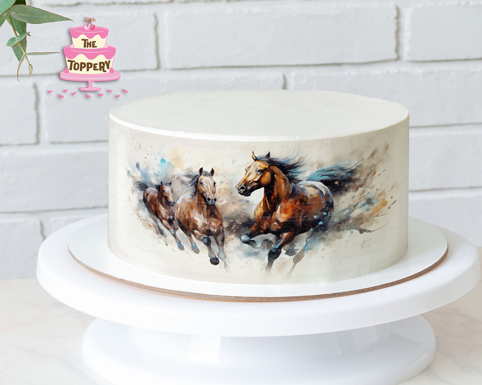 Horse Round Edible Birthday Cake Topper | Personalised Icing Decoration For Horse-Themed Cakes