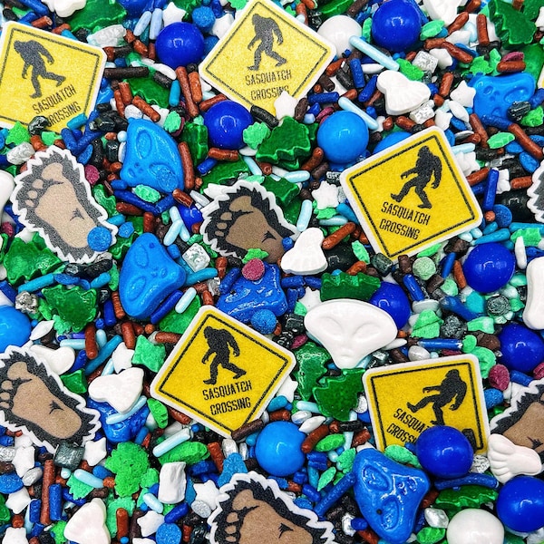 I Believe (Sasquatch) Candy Sprinkle Mix: W/ Edible Wafer Images, Cake Decoration, Frosted Desserts