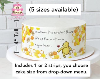 Winnie The Pooh Bear - Edible (4" Tall) Cake Wrap Strips- Icing Image Honeycomb Honeybee