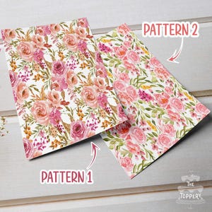 Pink Roses - 8&quot; x 10&quot; Pattern - Edible Icing Paper, Sugar Sheet Image, Cake Wrap, Cookie Cupcake Decoration, Vintage Watercolor Floral