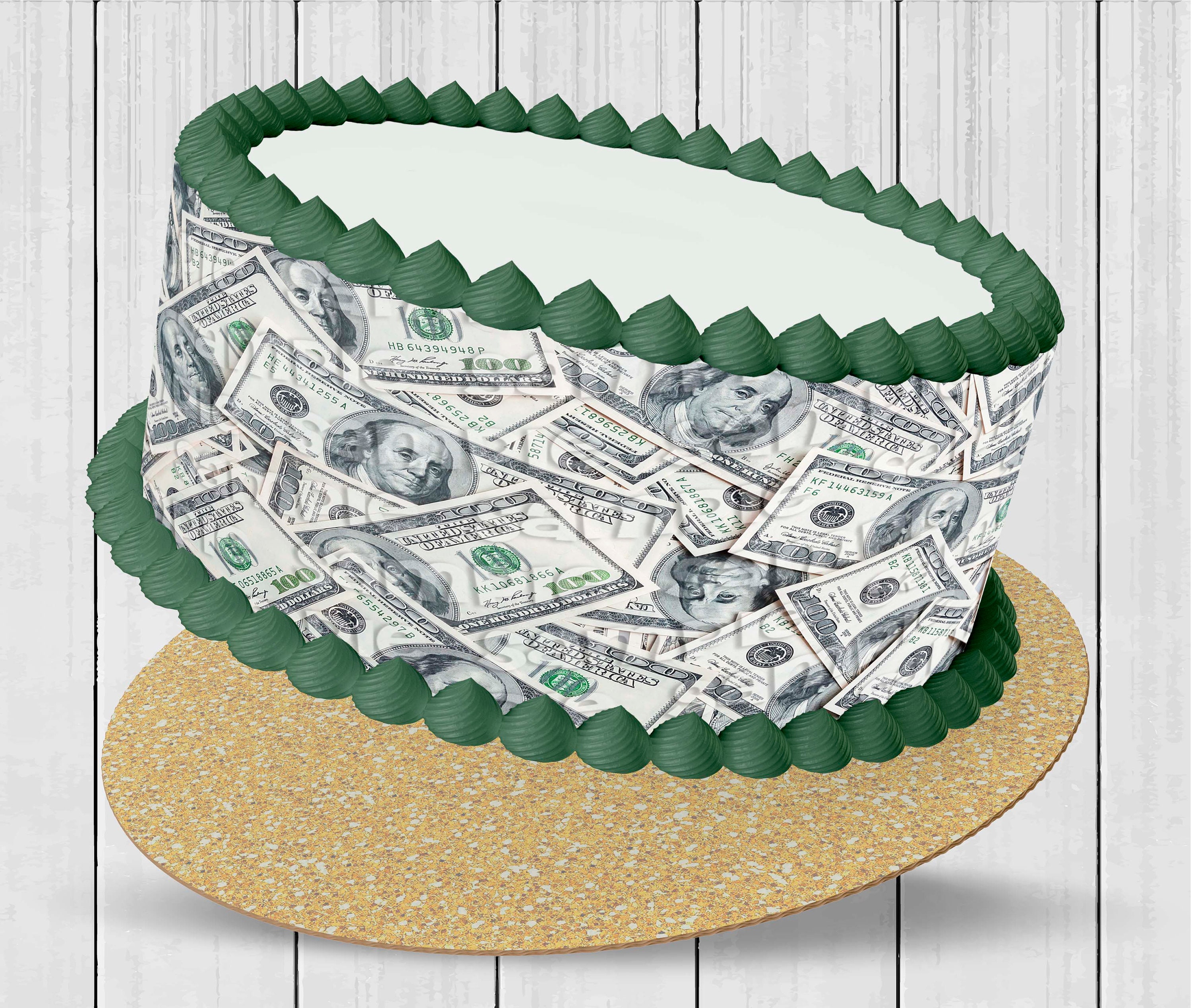 Money 100 Dollar Bills Edible Round Cake Topper Cake Wraps | Etsy