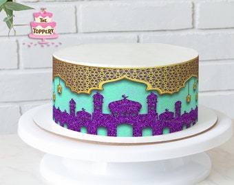 Arabian Nights Princess Aladdin - Edible Cake Wrap Strips (4" Tall) Icing Image Decoration Birthday Party Bollywood Mosque Baby Shower