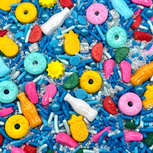 Pool Party - Edible Candy Shapes Summer Sprinkle Mix for Cakes, Cupcakes, Cookies, Baby, Wedding, Birthday, Party Favors, Decorations