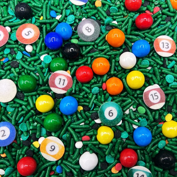 Billiard Balls - Edible Candy Shapes Sports Sprinkle Mix for Cakes, Cupcakes, Cookies, Baby, Wedding, Birthday, Party Favors, Decorations