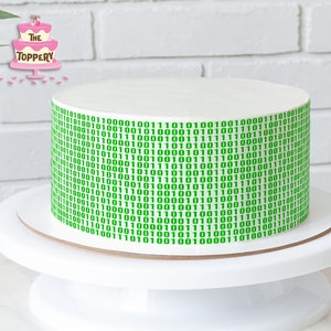 Computer Coding - Edible Round Cake Wrap Strips (4&quot; Tall) - Icing Image Decoration Birthday Baby Shower Wedding Collage Student