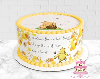 Winnie The Pooh Edible Topper or Wrap - Classic Design, for Round Cakes, Icing Image