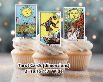 Edible Tarot Card 2” Rectangle Cupcake Toppers – Assorted Wafer Cut Outs (Ready to Use) Standups