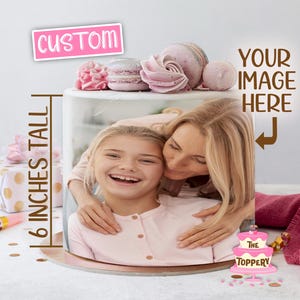 Edible ICING Custom 6&quot; Tall Cake Wrap, Add Your Own Photo, For 4&quot;, 5&quot;, 6&quot;, 7&quot;, 8&quot; Round Cake, Your Theme or Logo (Choose In Drop-Down Menu)