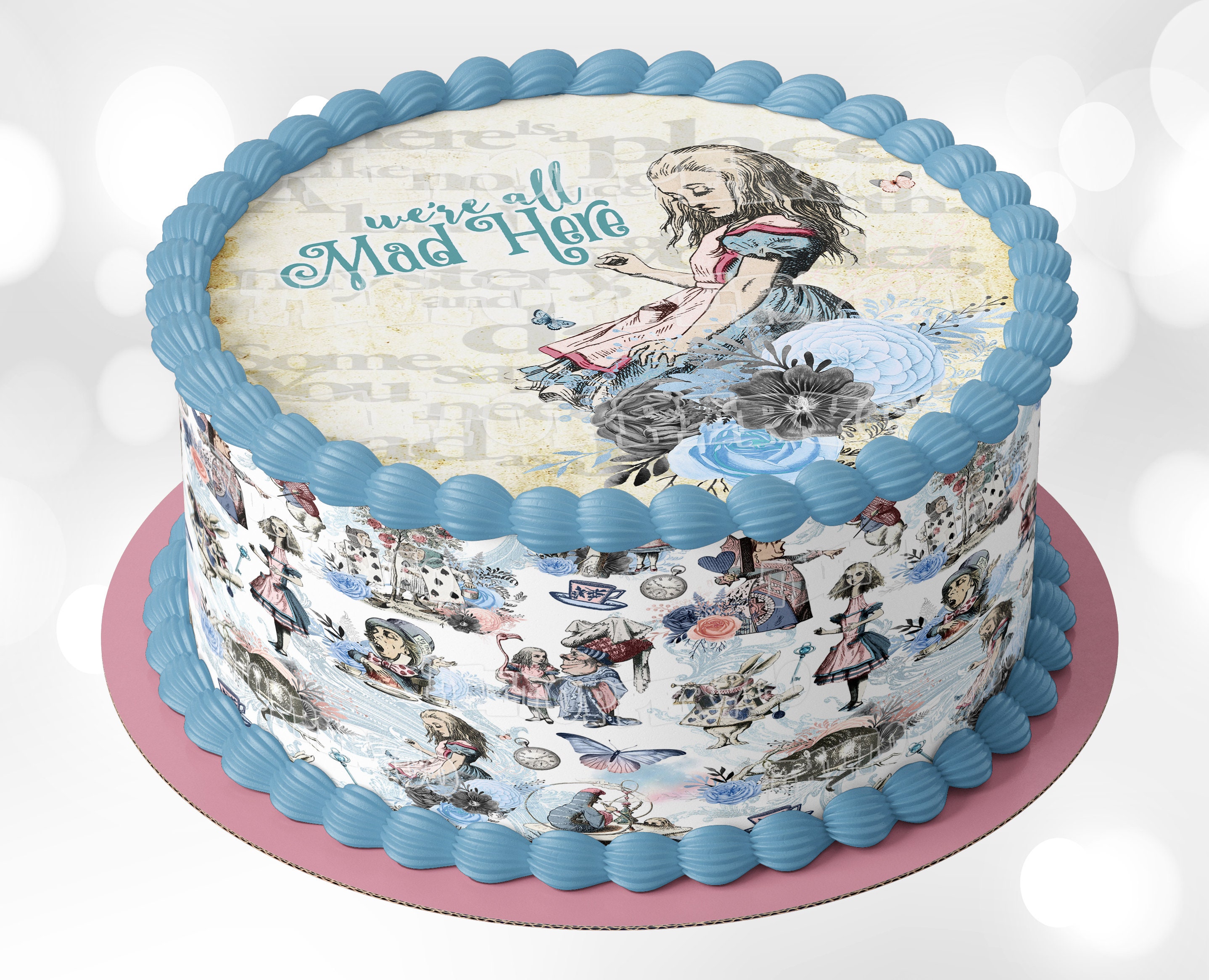 Alice in Wonderland Silhouetteedible Cake BordersDeco icingCake topper 