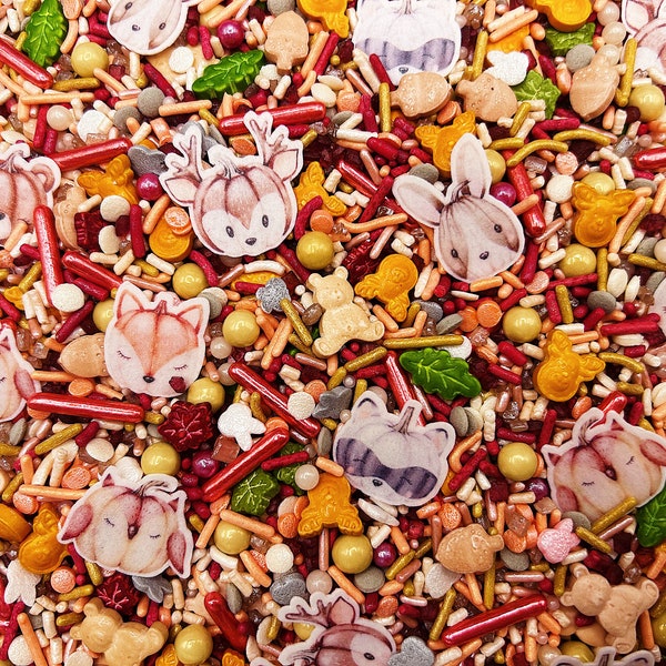Fall In The Forest - Edible Woodland Creatures Fall Sprinkle Mix for Cakes, Cupcakes, Cookies, Wedding, Birthday, Party