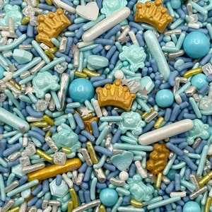 Blue Princess - Edible Candy Shapes Sprinkle Mix for Cakes, Cupcakes, Cookies, Baby, Wedding, Birthday, Party Favors, Decorations