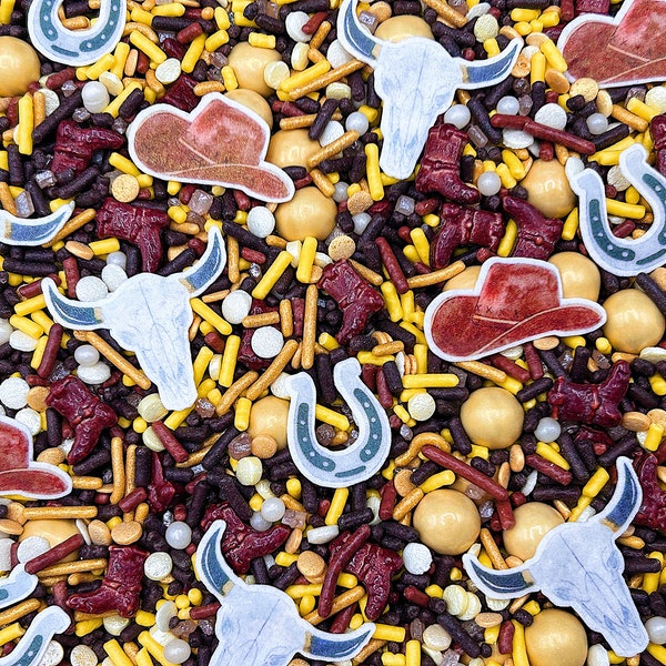 Life's Better On The Ranch - Edible Western Candy Sprinkle Mix (w/ wafer images) for Cakes, Cupcakes, Birthday, Party Favors, Decorations