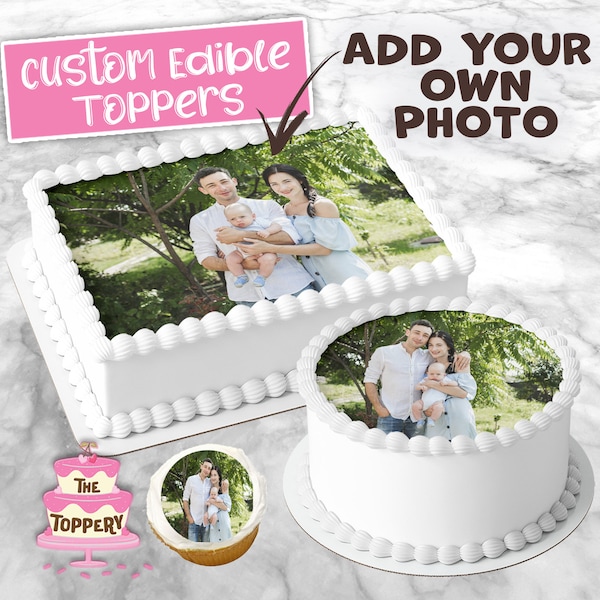Add Your Photo, Custom Edible ICING Image, Round or Rectangle Topper, Cake Wrap, Cookie, Cupcake, Macaron, Strawberry, Theme or Logo