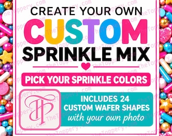 Custom Sprinkle Mix - Choose Colors, Candy Shapes, Wafer Cutouts for Cakes, Cupcakes, Cookies