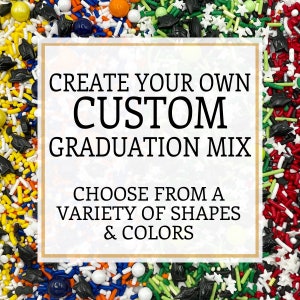Custom Graduation Sprinkles - Edible Candy Shapes Sprinkle Mix for Cakes, Cupcakes, Cookies, Senior, Class of 2025, Grad Night, Party Favors