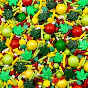 We Be Jammin Rasta Leaf - Edible Candy Sprinkle Mix for Cakes, Cupcakes, Cookies, Baby, Wedding, Birthday, Party Decor