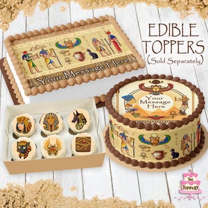 Ancient Egypt - Edible ICING Toppers, Round, Rectangle, Cake Wrap Strips, Cookie, Cupcake, Chocolate, Strawberry, Macaron, Birthday, Decor