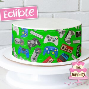 Video Game Controllers - Edible (4” Tall) Cake Wrap Strips - Icing Image Decoration