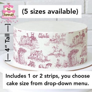 Pink French Toile - (4"Tall) Edible Cake Wrap Strips, Icing Image Decoration English China