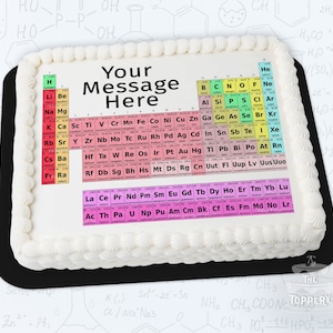 Periodic Table Cake Topper - Edible Rectangle Icing Image Sugar Sheet Science Chemistry Elements Birthday Graduation Cake Decoration