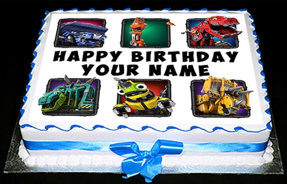 Personalised Dinosaur Edible Icing Cake Topper Square Round Rect