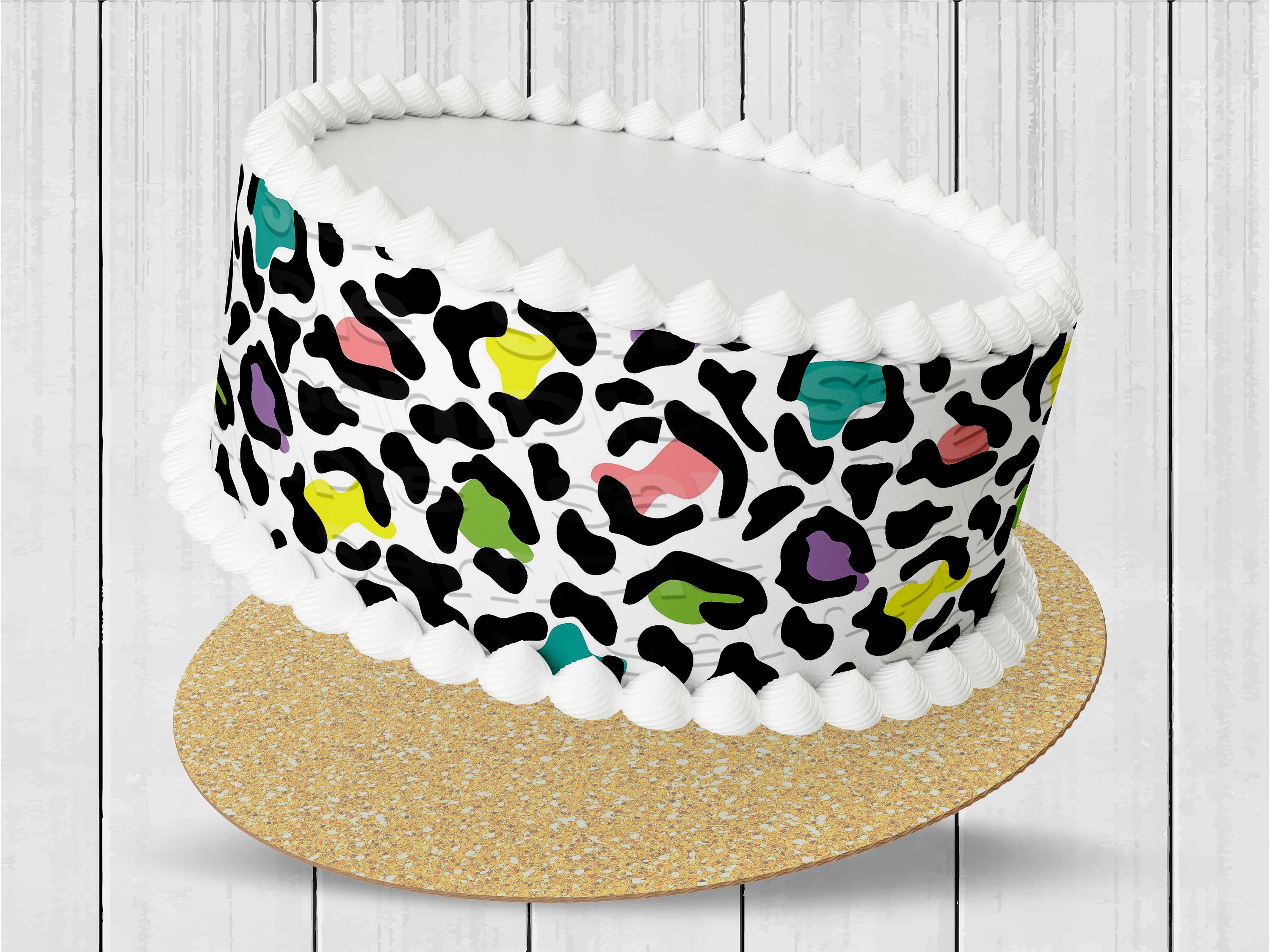 Leopard Animal Print Edible Round Cake Topper Cake Wraps or Etsy