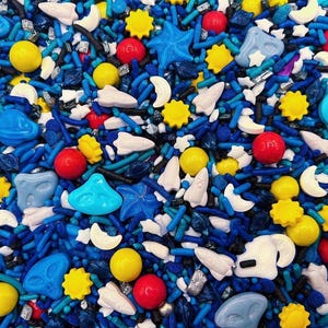Spaced Out - Edible Candy Shapes Sprinkle Mix for Cakes, Cupcakes, Cookies, Baby, Wedding, Birthday, Party Favors, Decorations