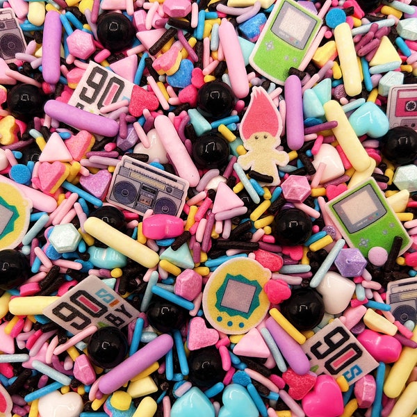 I love the 90's - Edible Candy Sprinkle Mix (w/ wafer images) for Cakes, Cupcakes, Cookies, Baby, Birthday, Party Favors, Decorations
